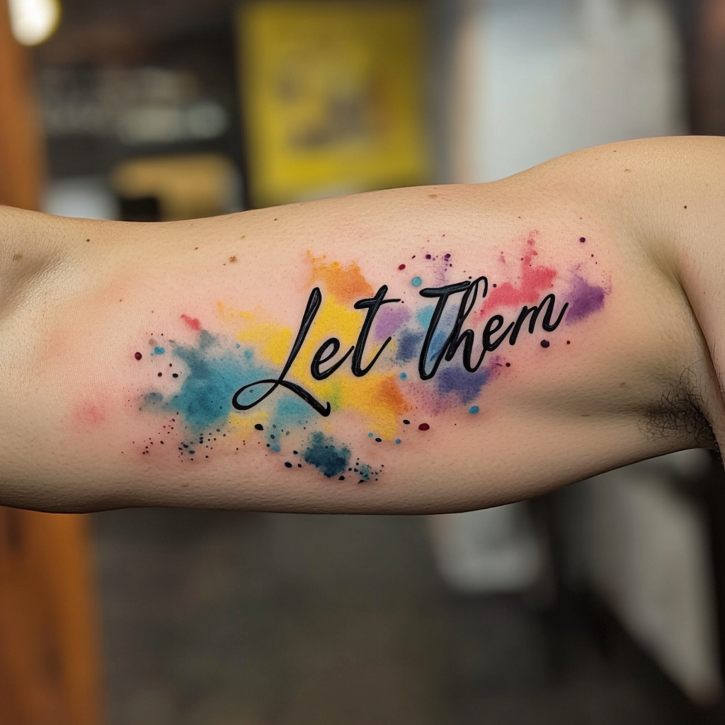 Let Them on Inner Bicep with Watercolor