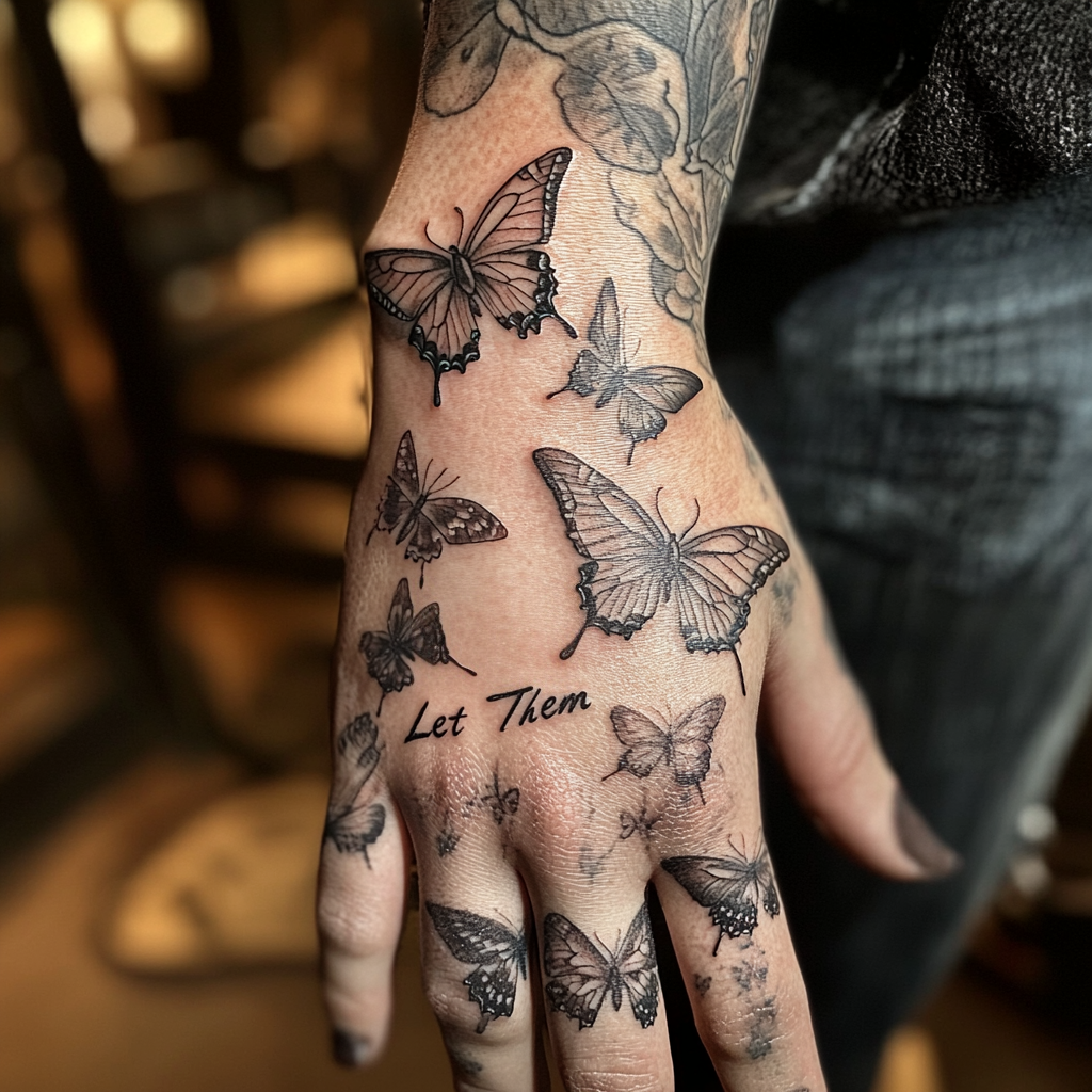 Let Them from Wrist to Hand with Butterflies